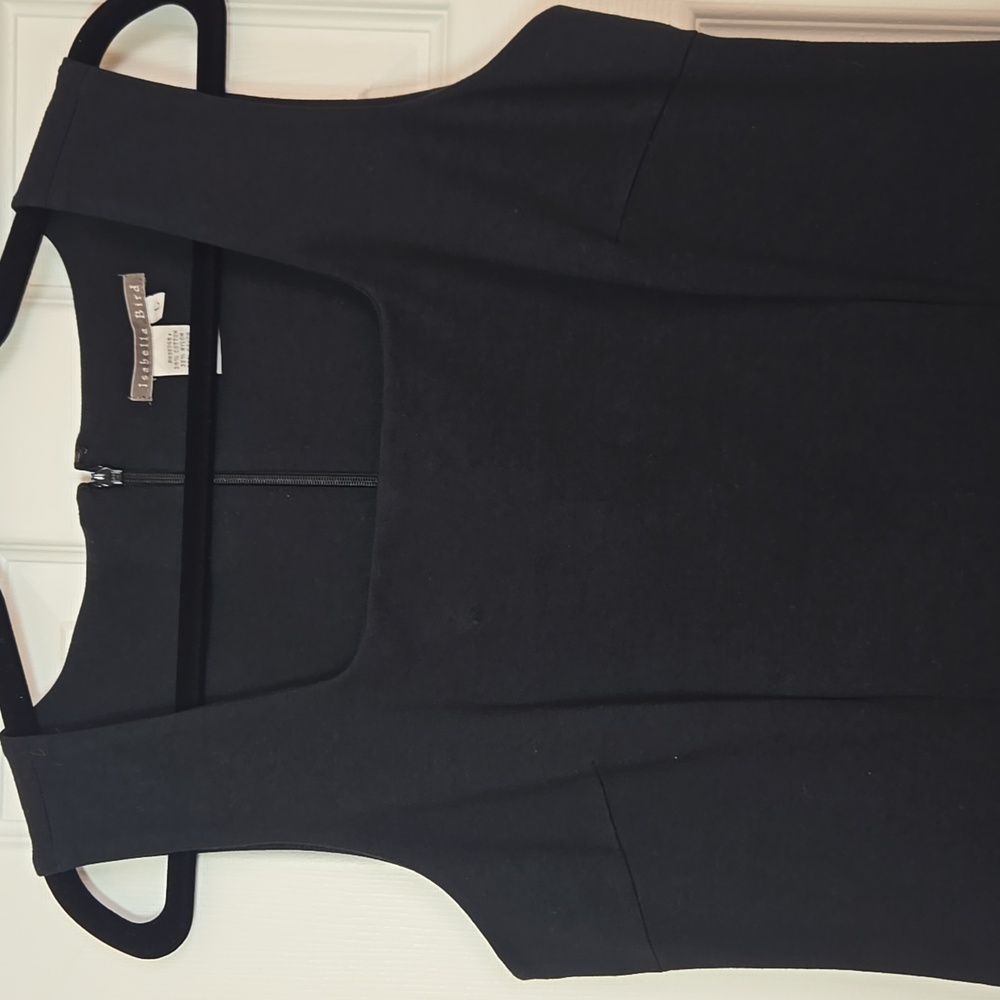 Isabella Bird Anthropologie Black Square Neck Sheath Dress Little Black Dress L